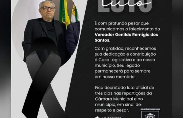 Nota de Pesar da C�mara de Condado pelo falecimento do vereador Genildo Rem�gio dos Santos