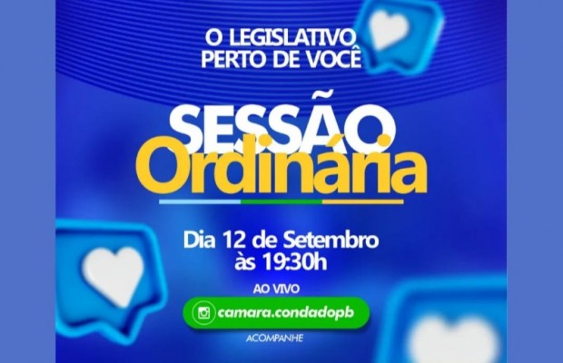 Cmara de Condado-PB realiza nesta sexta-feira (12) mais uma sesso ordinria