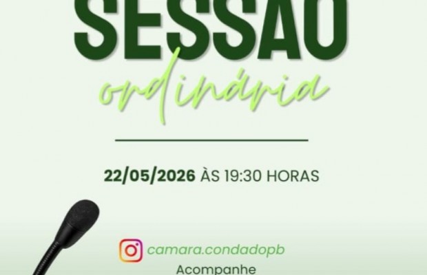Mais uma reuni�o ordin�ria da c�mara de Condado-PB ser� realizada na noite desta sexta-feira (22)