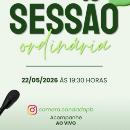 Mais uma reuni�o ordin�ria da c�mara de Condado-PB ser� realizada na noite desta sexta-feira (22)